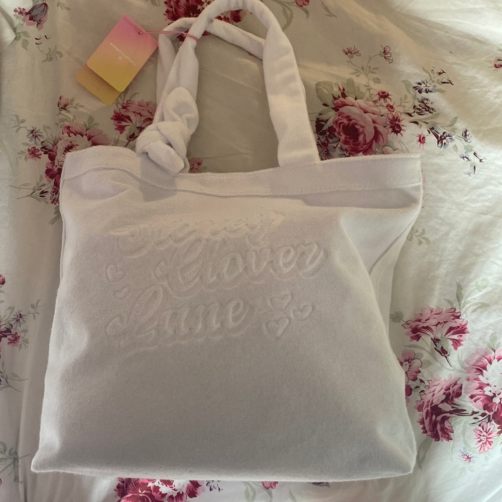 Stoney Clover Lane X Target white Terry cloth tote bag